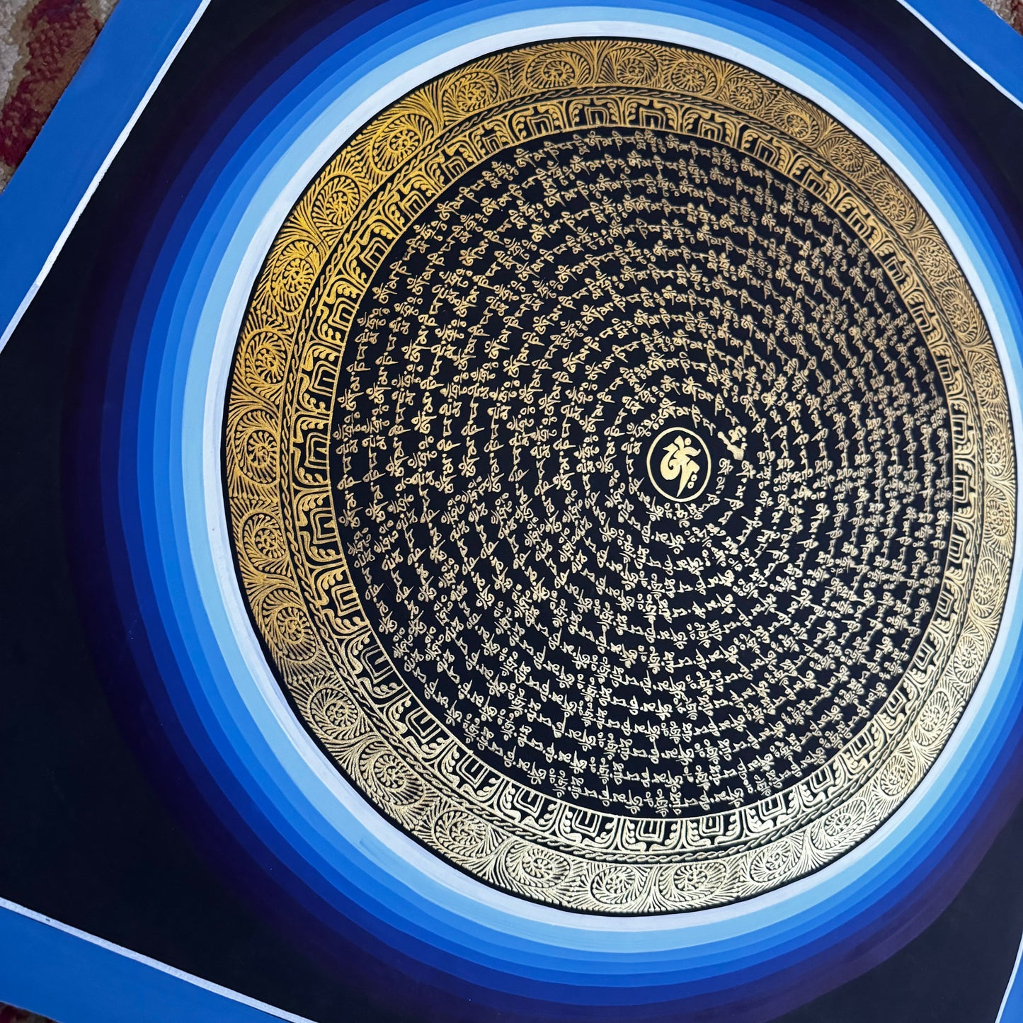 Traditional Hand-Painted Mantra Mandala