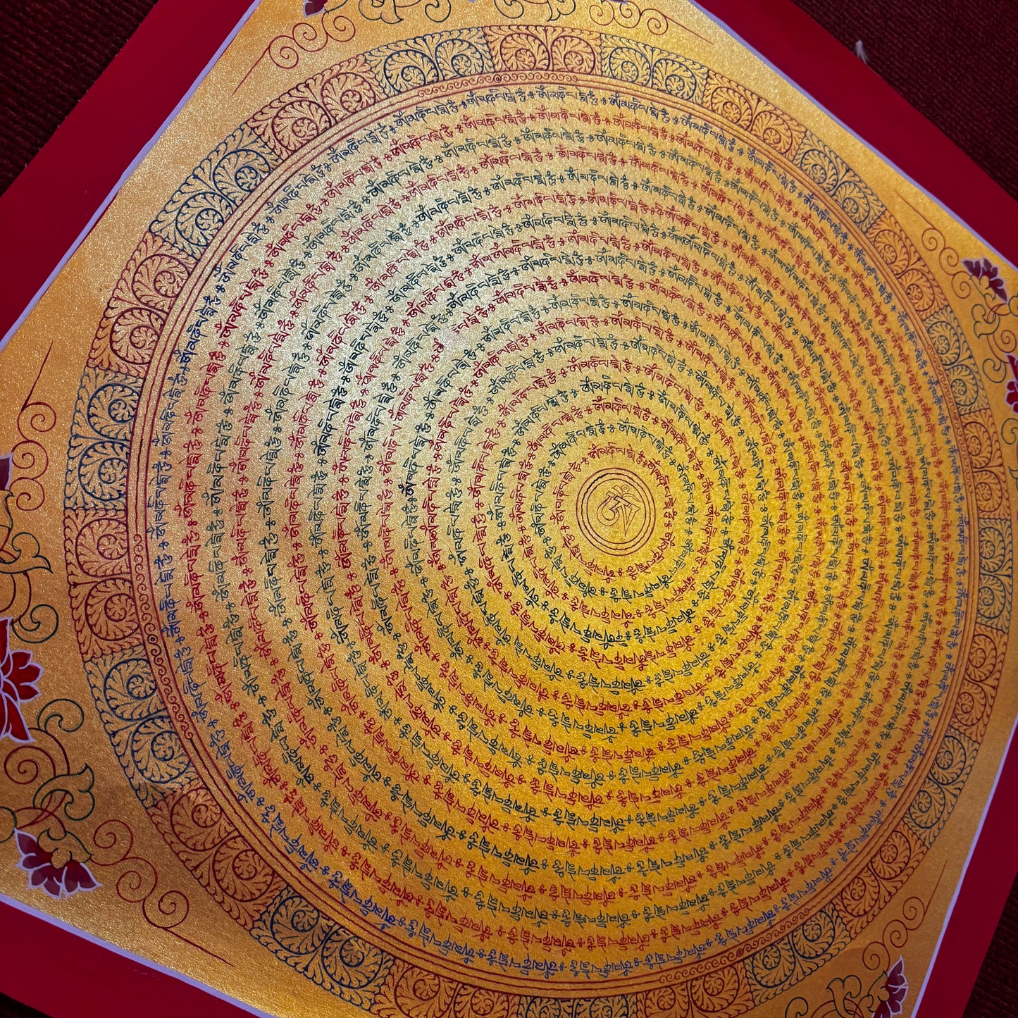 Traditional hand painted Mantra Mandala