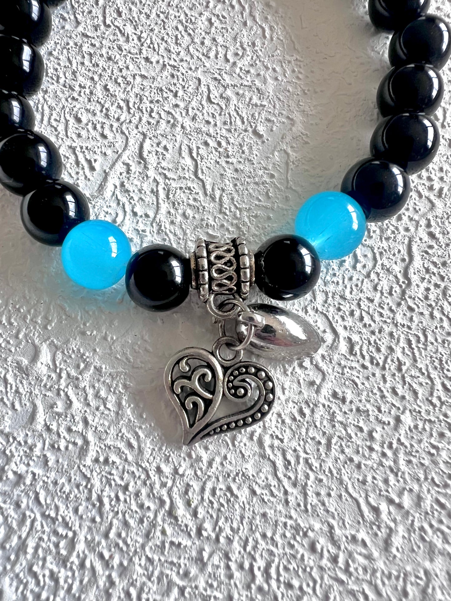 Black with Blue Charm Bracelet