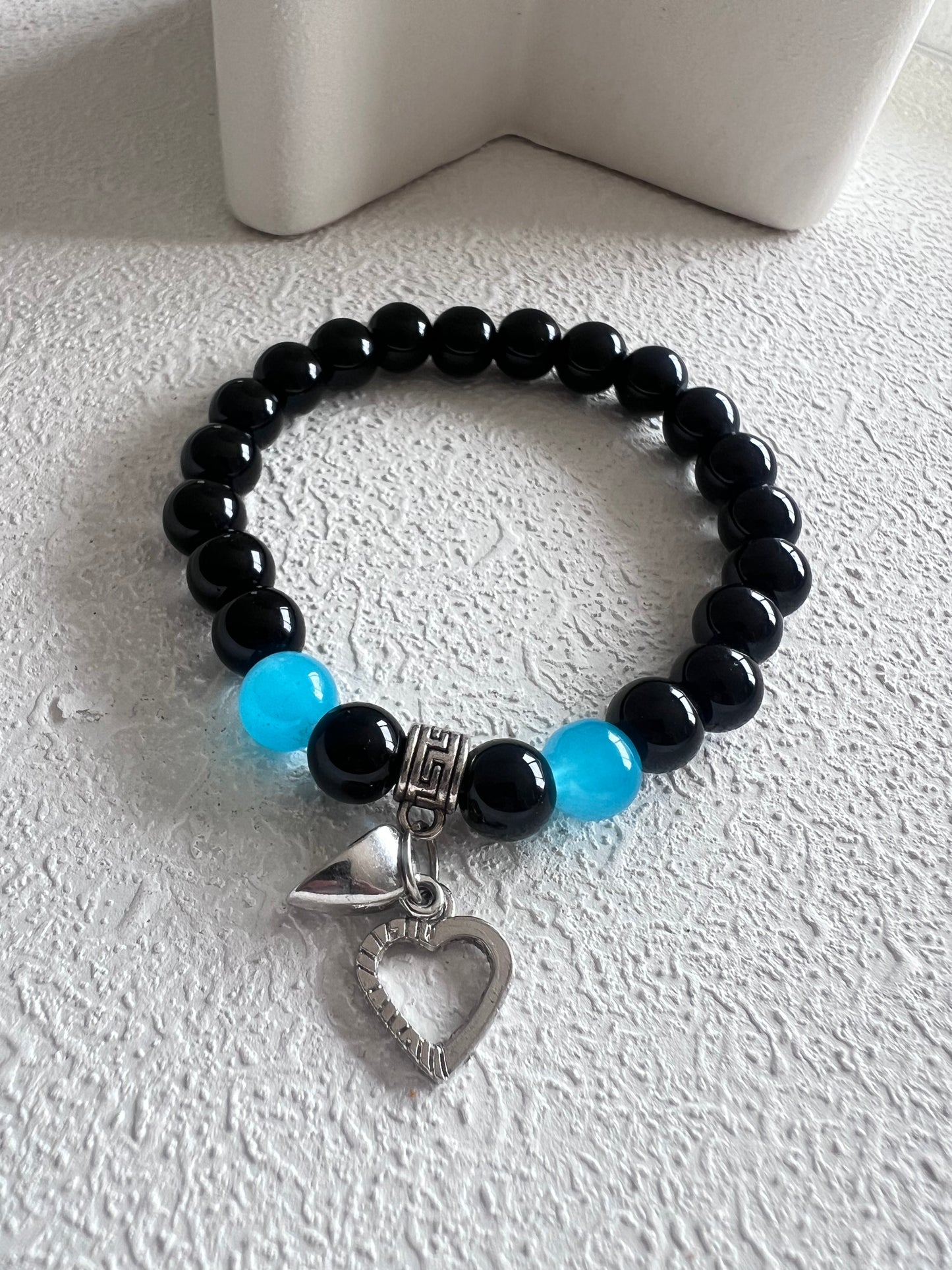 Black with Blue Charm Bracelet