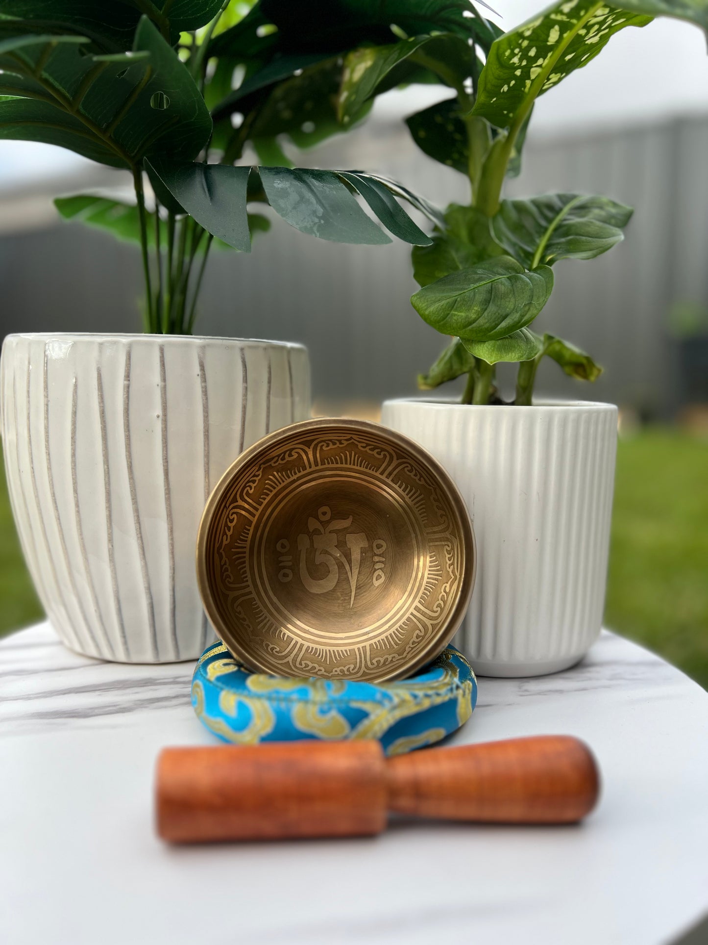 Om Carved Singing Bowl