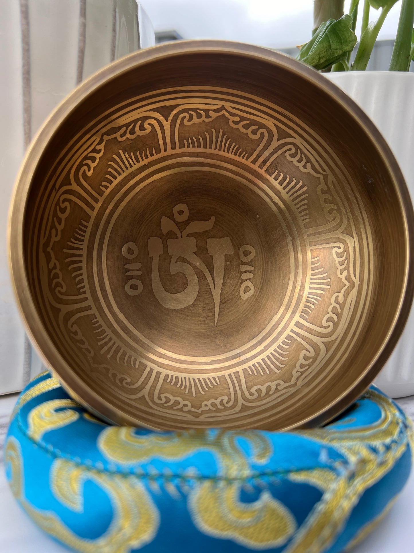 Om Carved Singing Bowl