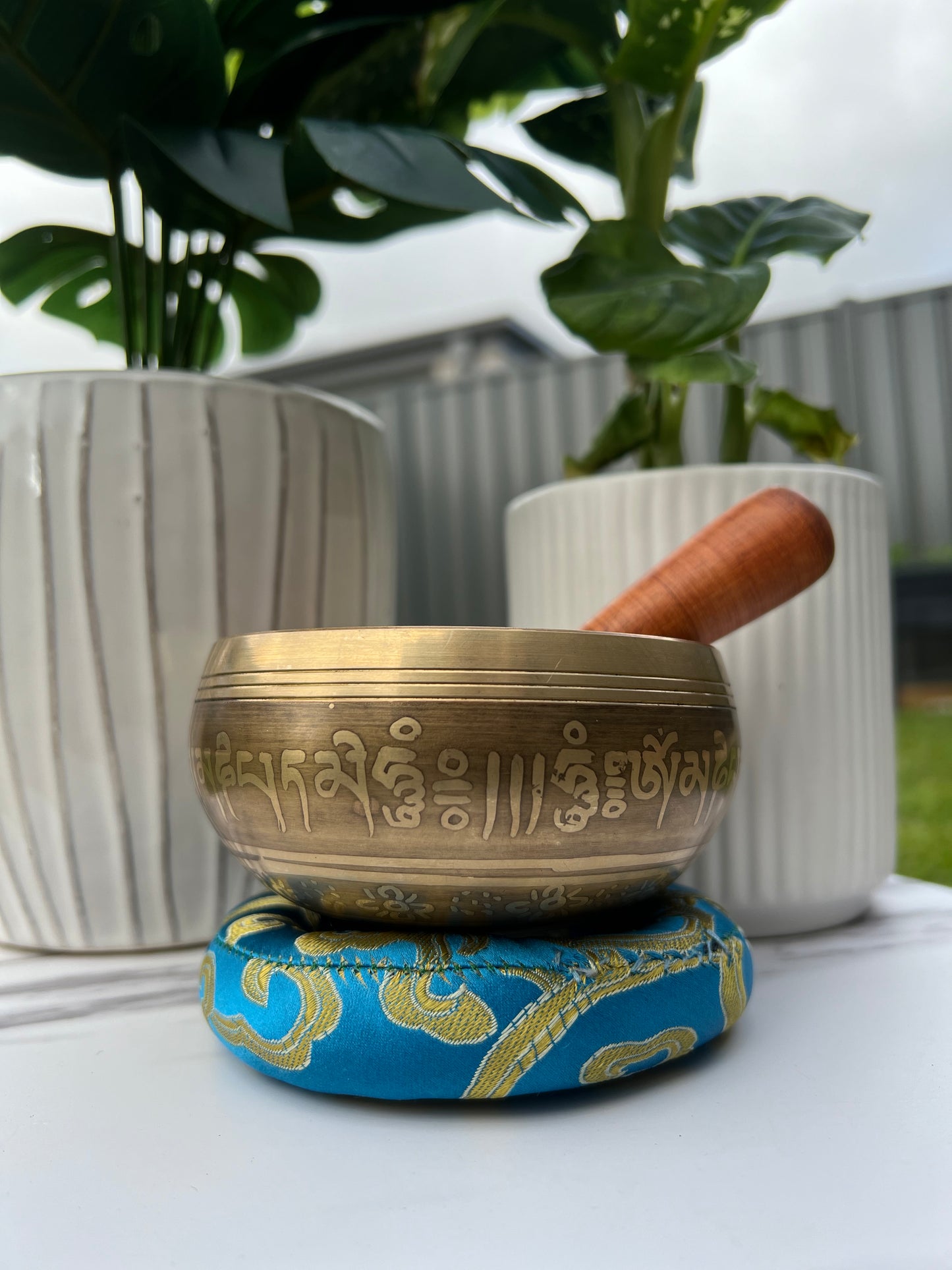 Om Carved Singing Bowl