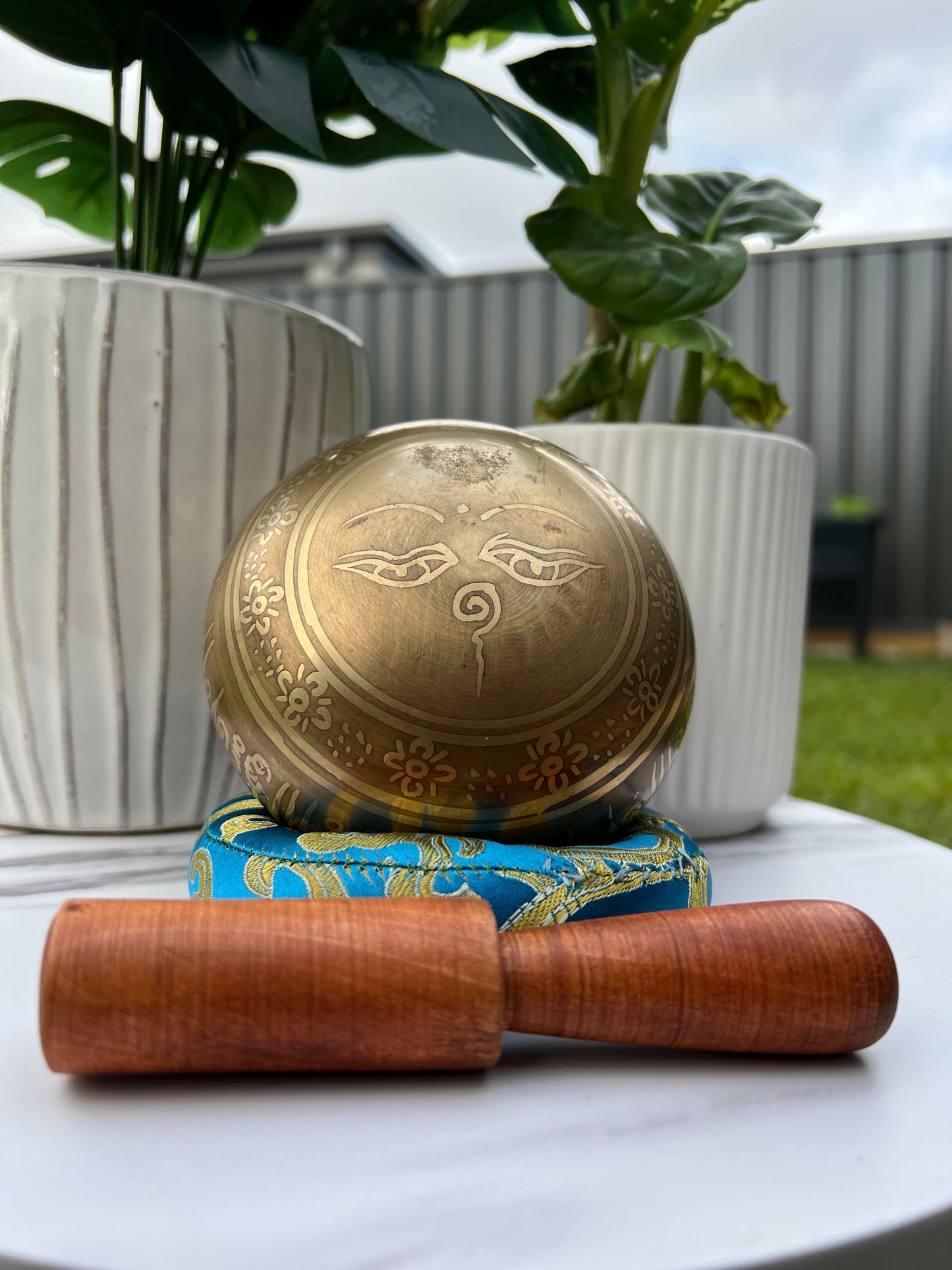 Om Carved Singing Bowl