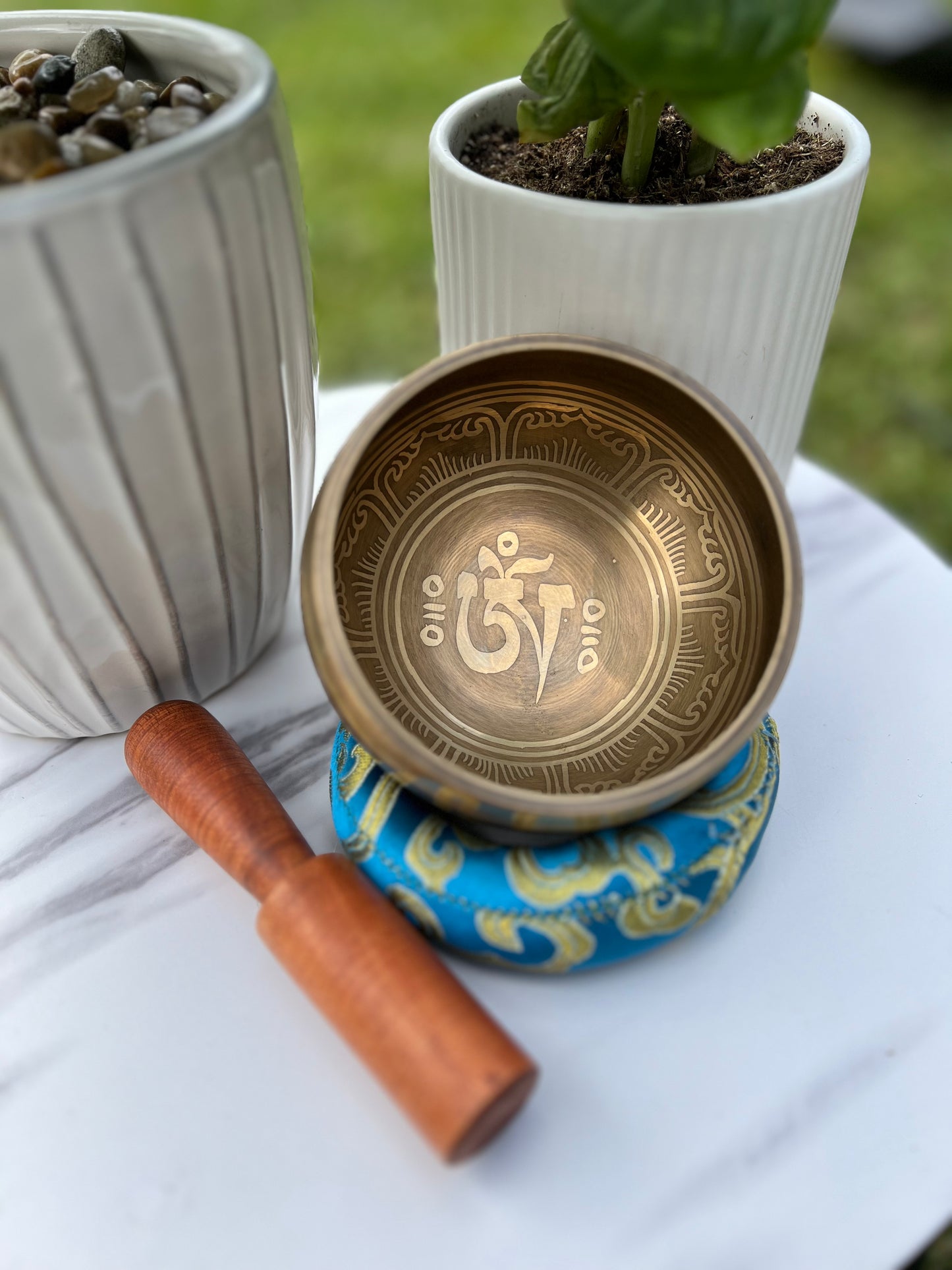 Om Carved Singing Bowl
