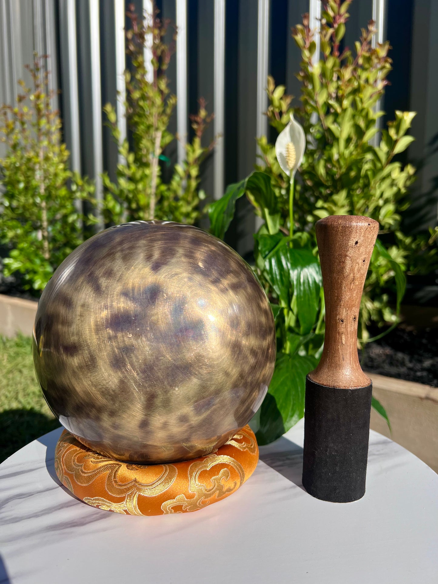 Orange Singing Bowl Ring Cushion