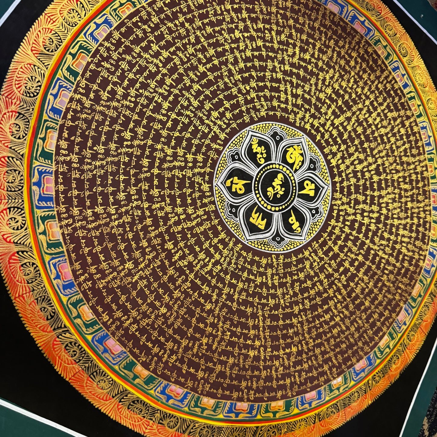 Beautiful Hand-Painted Mantra Mandala