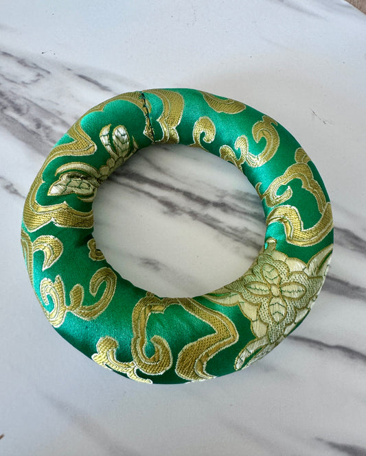 Green Singing Bowl Ring Cushion