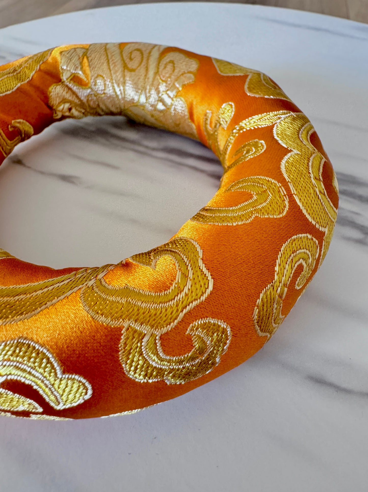 Orange Singing Bowl Ring Cushion