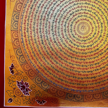 Traditional hand painted Mantra Mandala