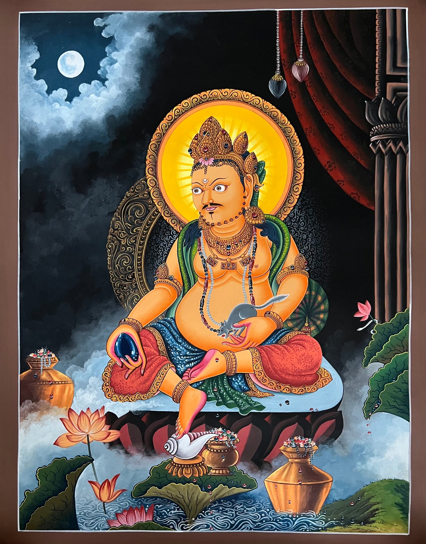 Masterpiece Newari Zambala Thangka Painting