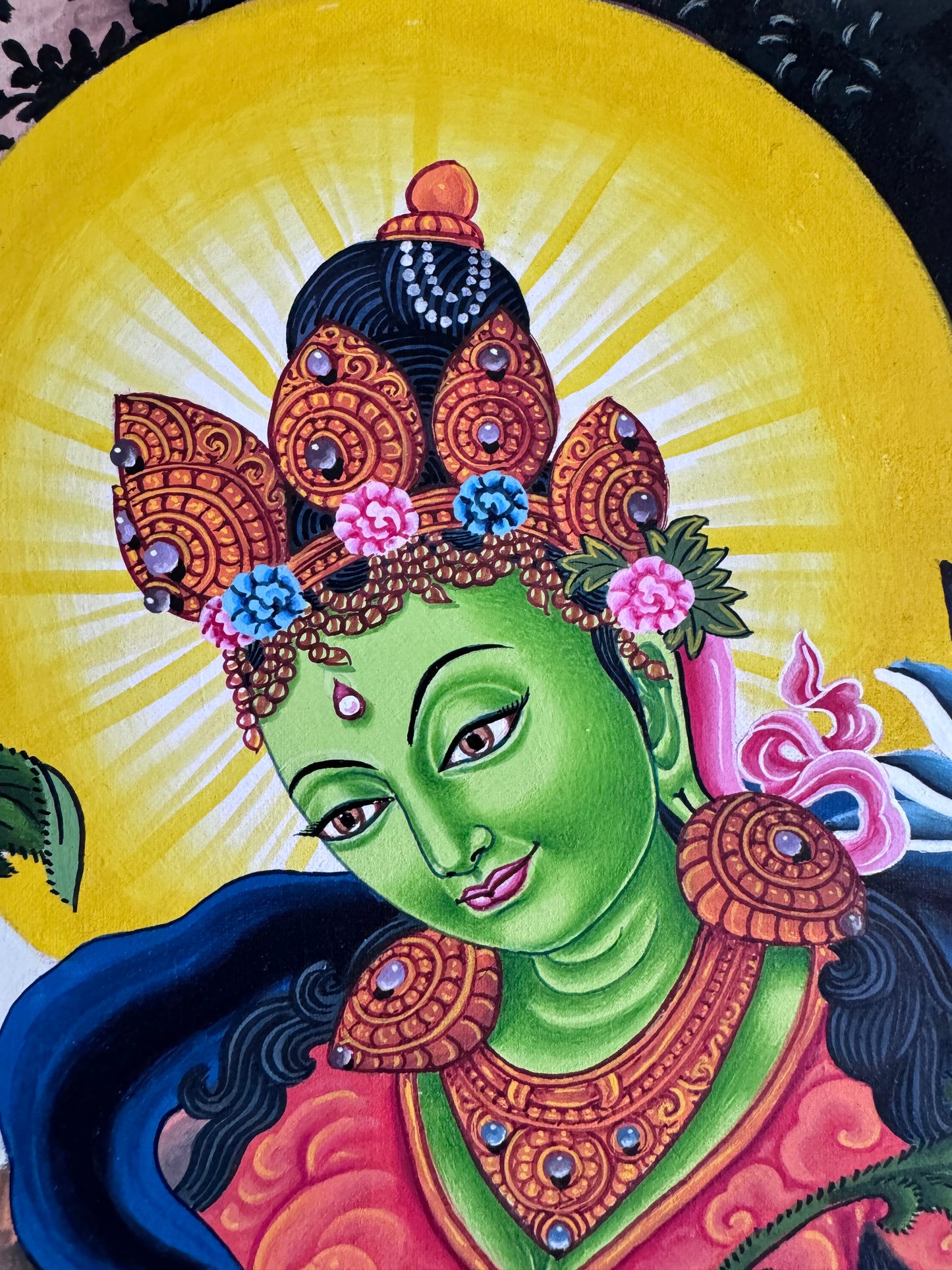 Masterpiece Newari Green Tara Thangka Painting