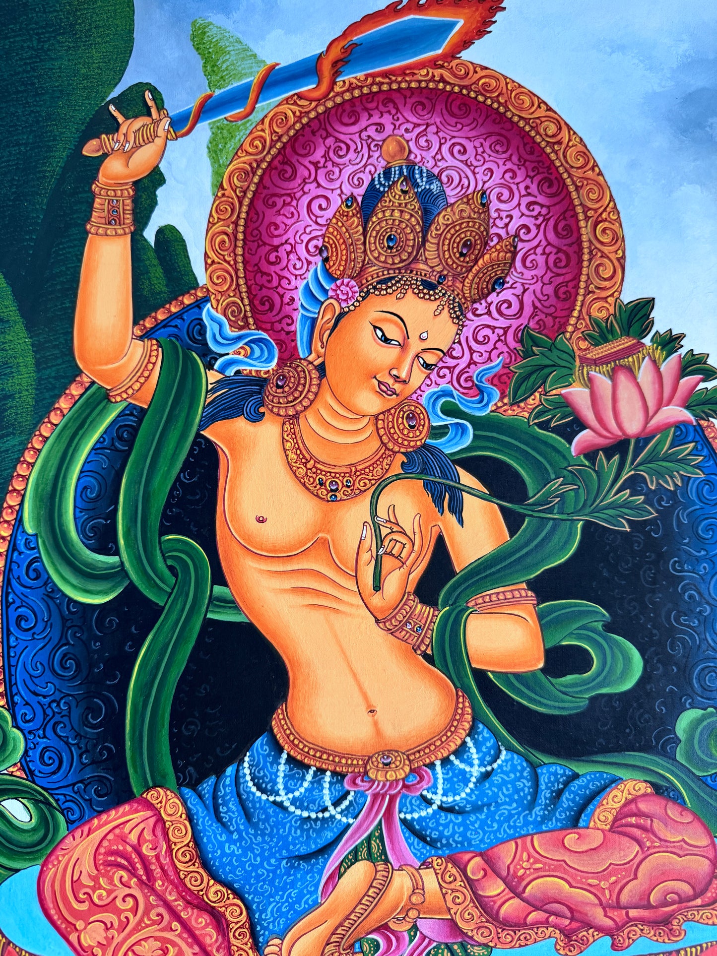 Masterpiece Newari Manjushree Thangka Painting