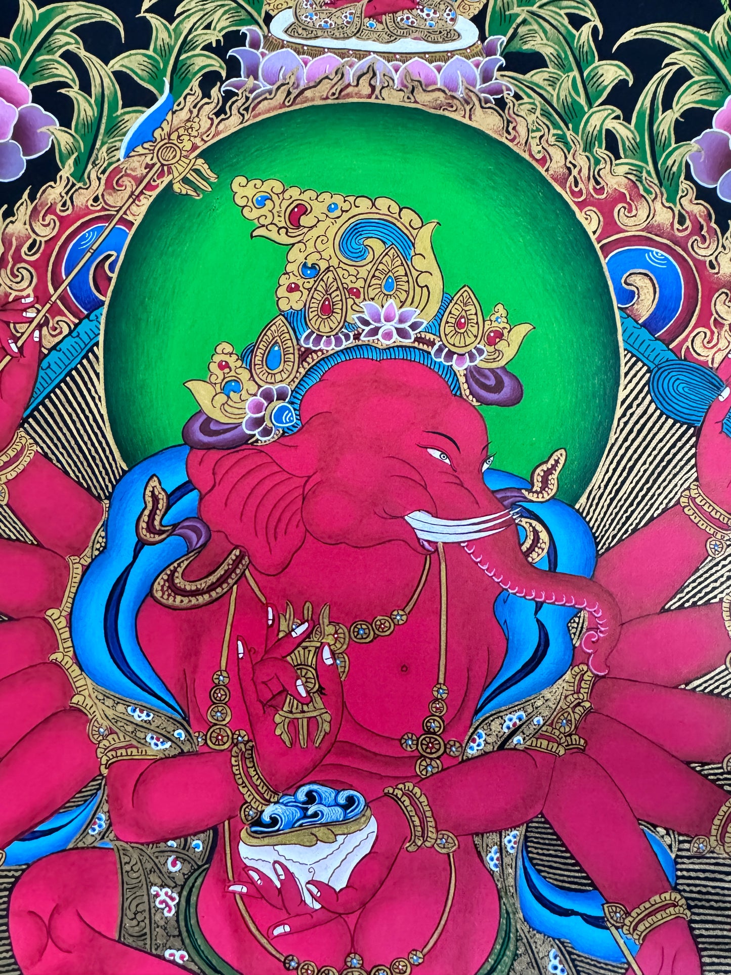 Masterpiece 12 Arms Ganesh Thangka Painting