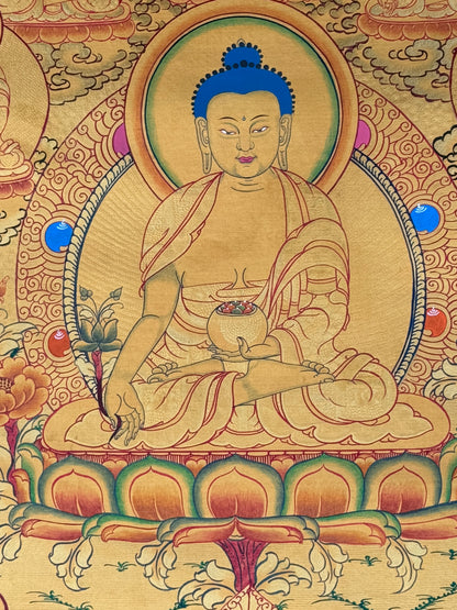 8 Gold Medicine Buddha Thangka Painting