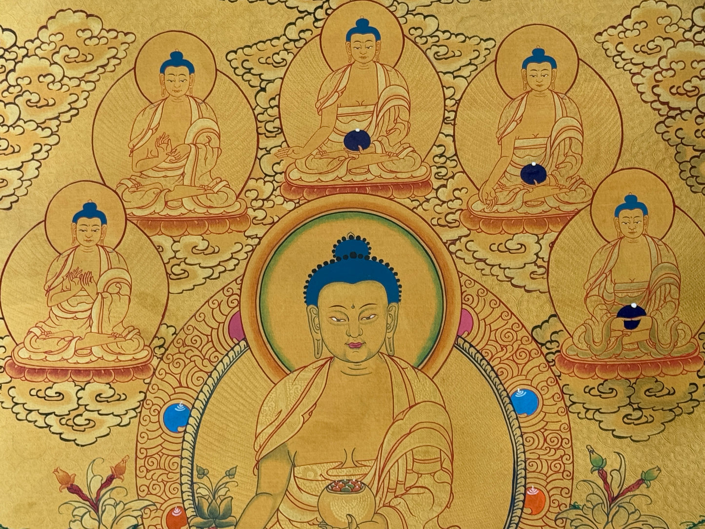 8 Gold Medicine Buddha Thangka Painting