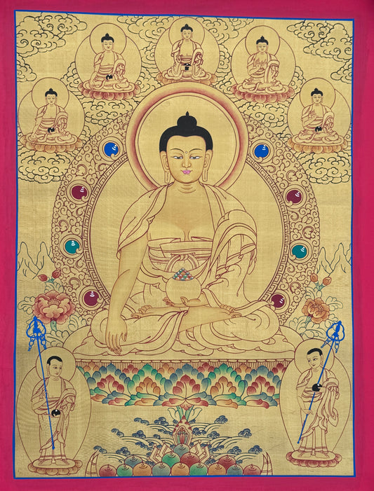 Gold Shakyamuni Buddha Thangka Painting