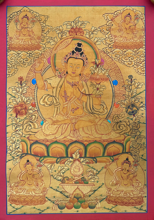 Gold Manjushree Thangka Painting