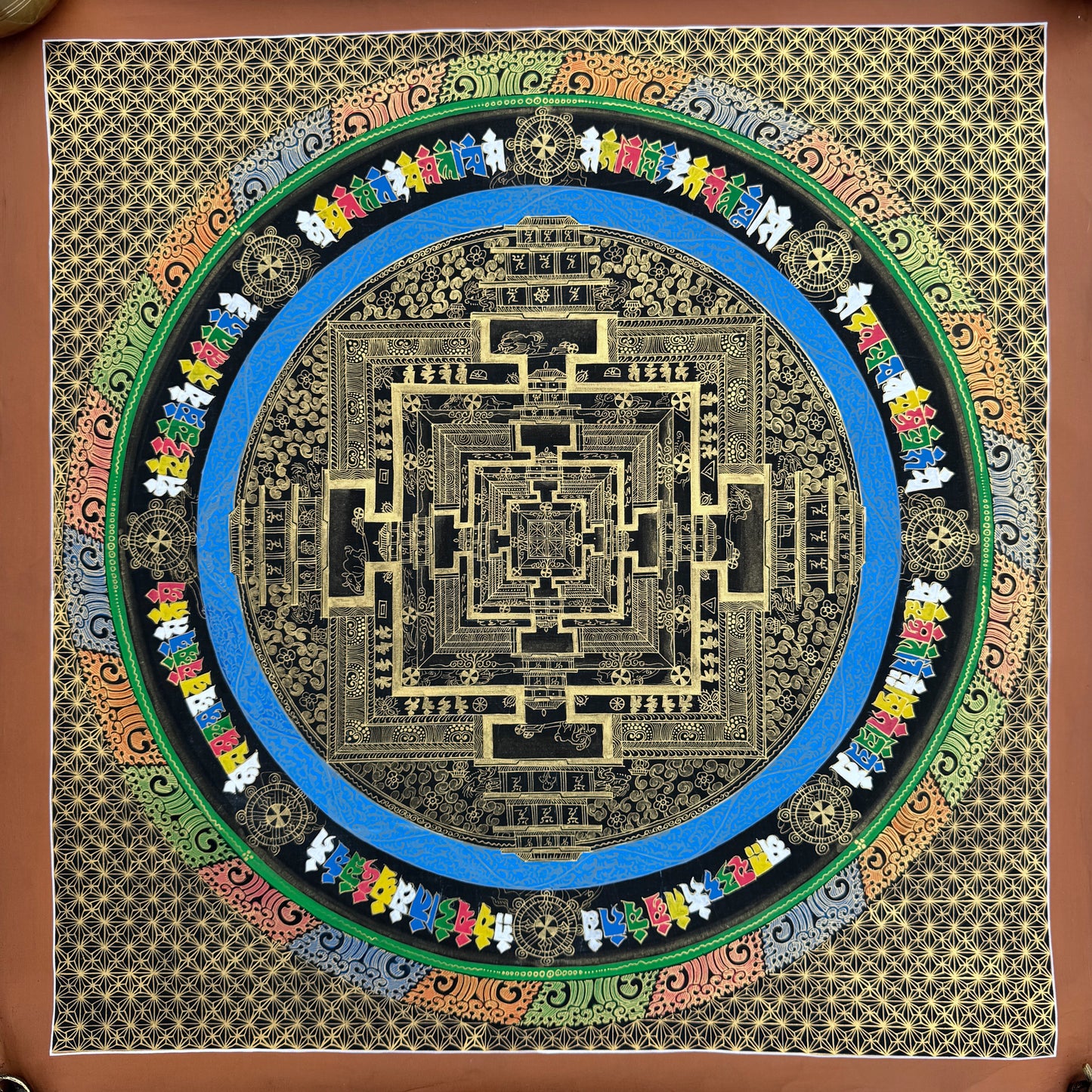 Gold Kalachakra Mandala Thangka Painting