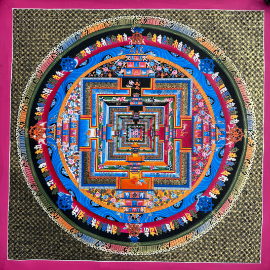 Gold Kalachakra Mandala Thangka Painting