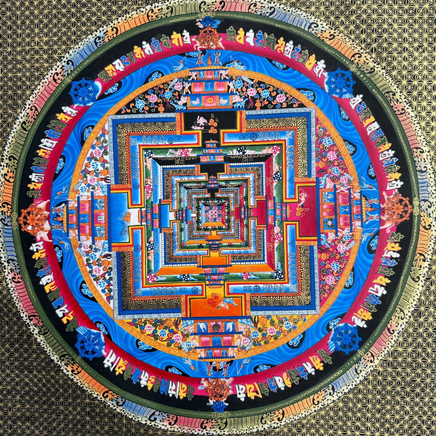 Gold Kalachakra Mandala Thangka Painting