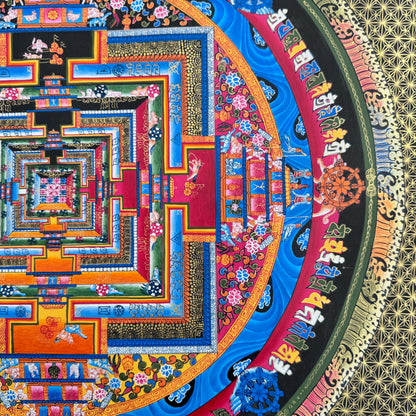 Gold Kalachakra Mandala Thangka Painting