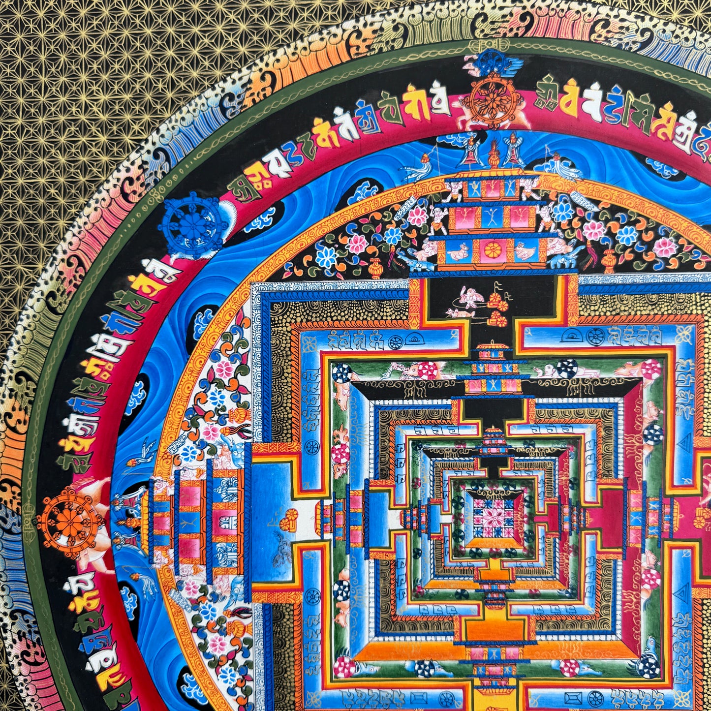 Gold Kalachakra Mandala Thangka Painting