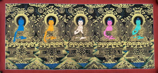 5 Dhyani Buddha Thangka Painting