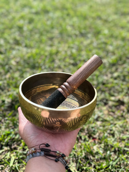 Om Carved Singing Bowl