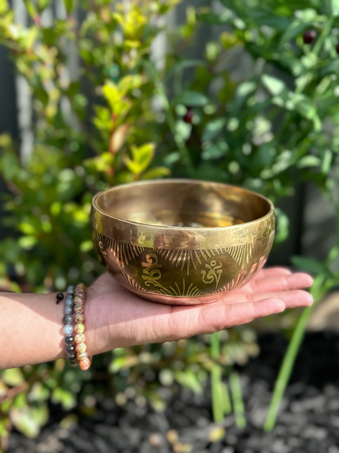 Om Carved Singing Bowl