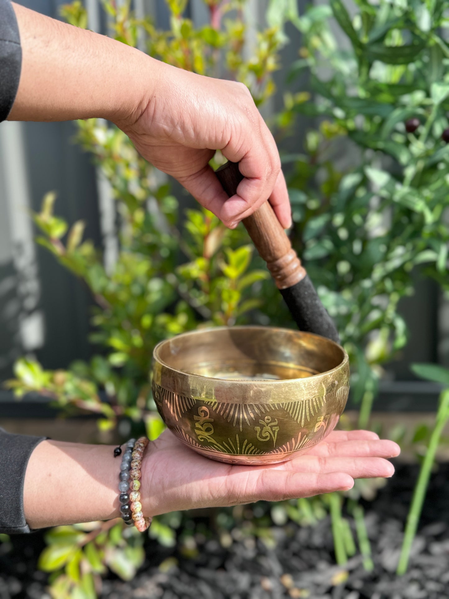 Om Carved Singing Bowl