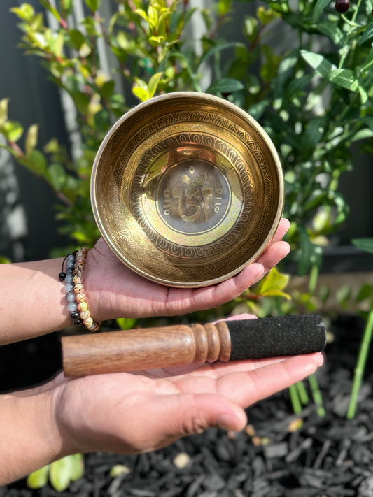 Om Carved Singing Bowl