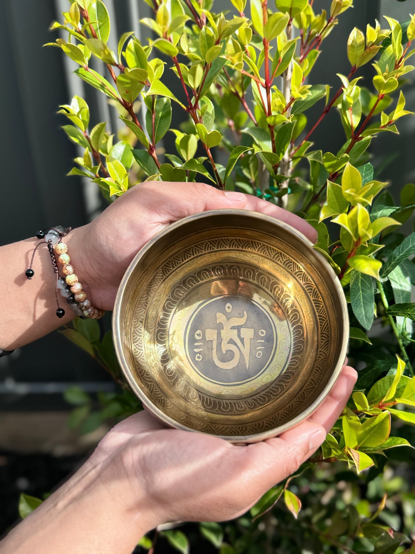 Om Carved Singing Bowl