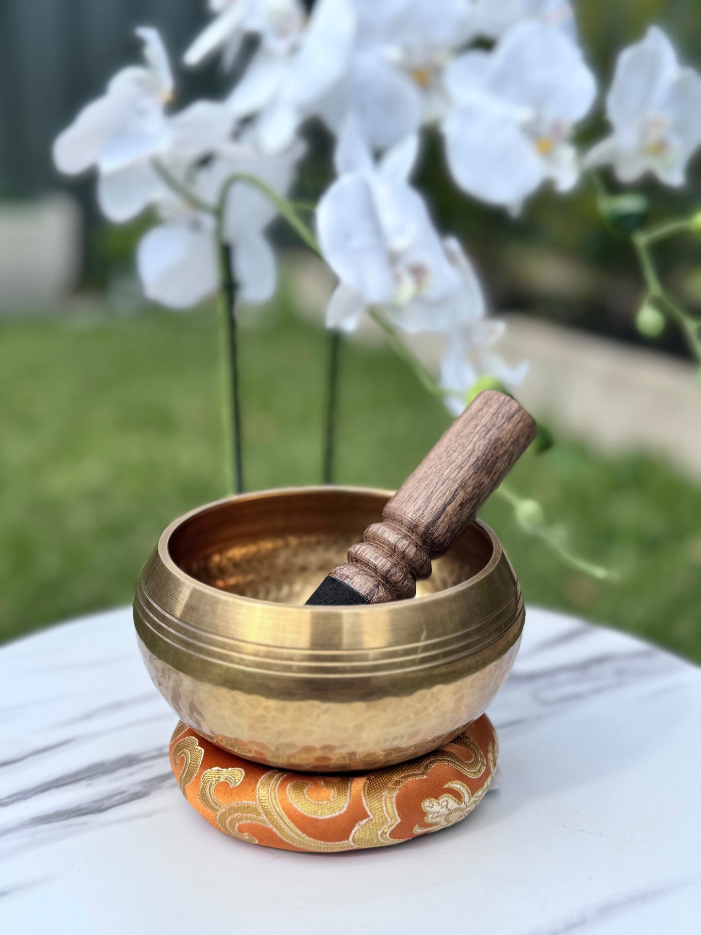 Orange Singing Bowl Ring Cushion