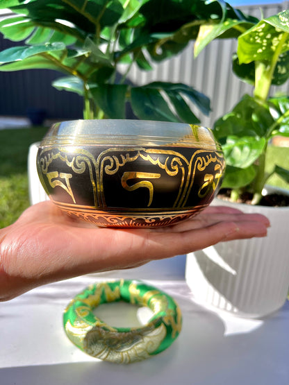 Mantra with Om at Back Carved Singing Bowl