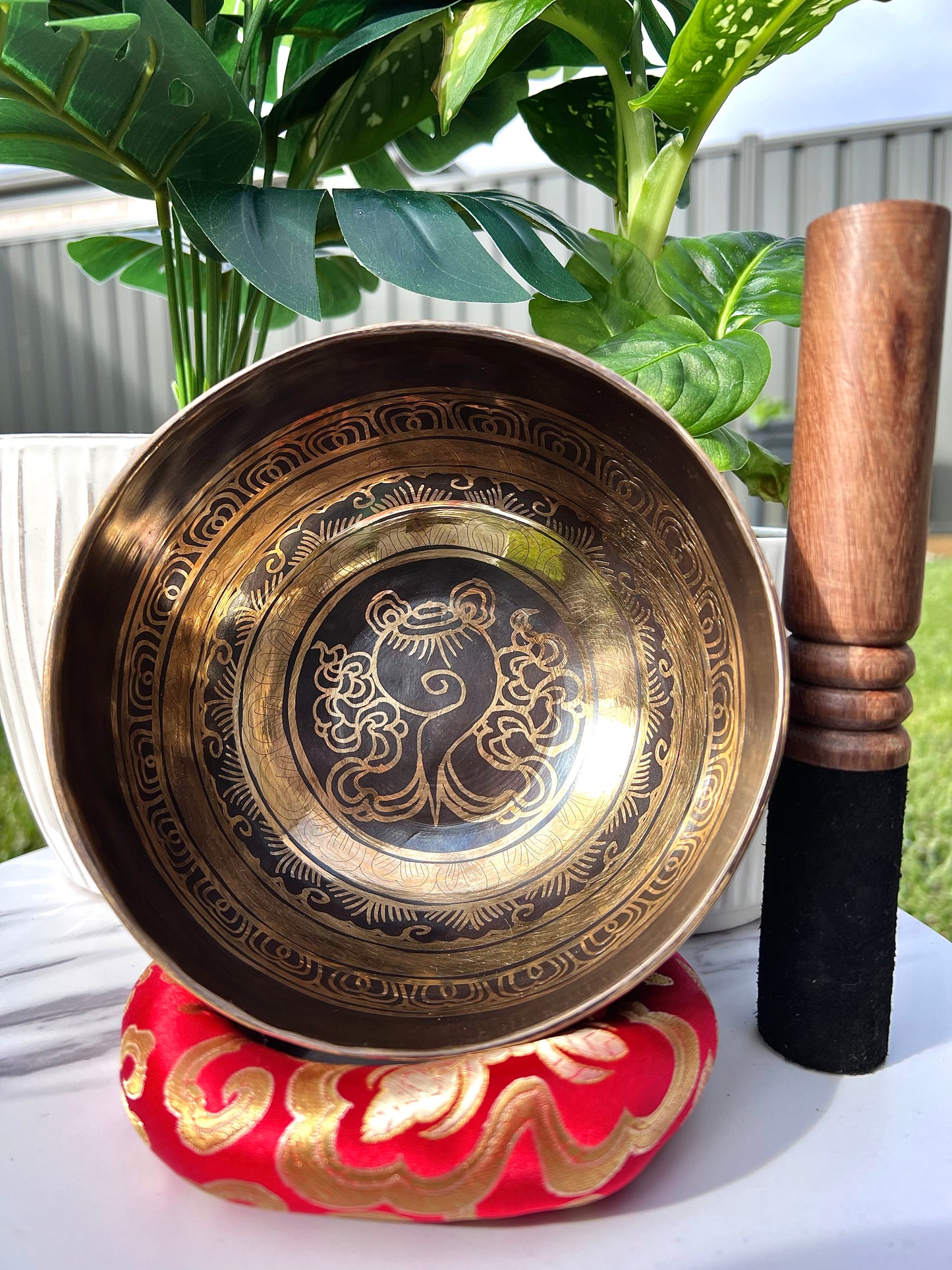 Shankha with Mantra Carved Singing Bowl