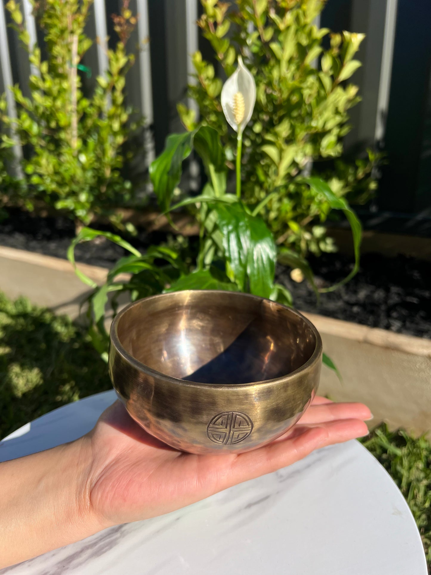 Hand-beaten Full Moon Singing Bowl from Nepal